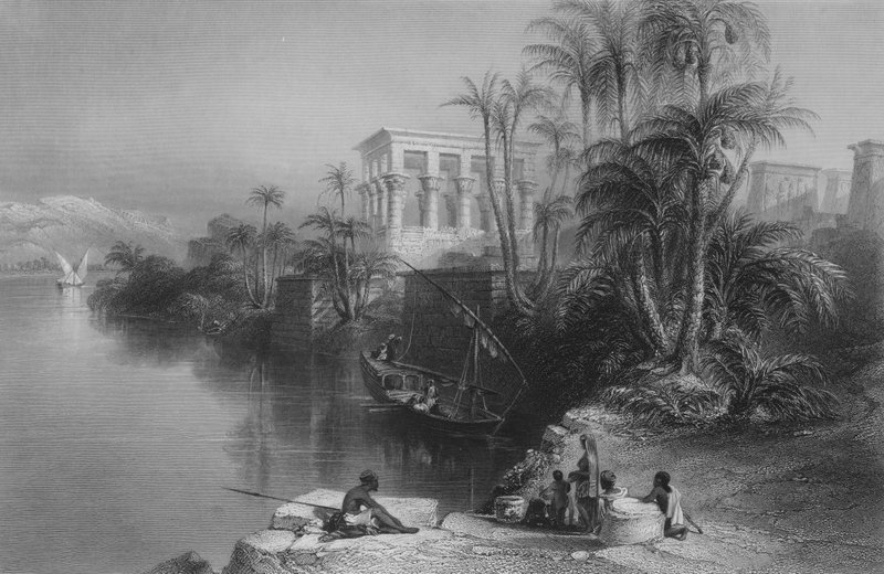Escena en el río Nilo en Philoe, sobre Syene (grabado) de William Henry Bartlett