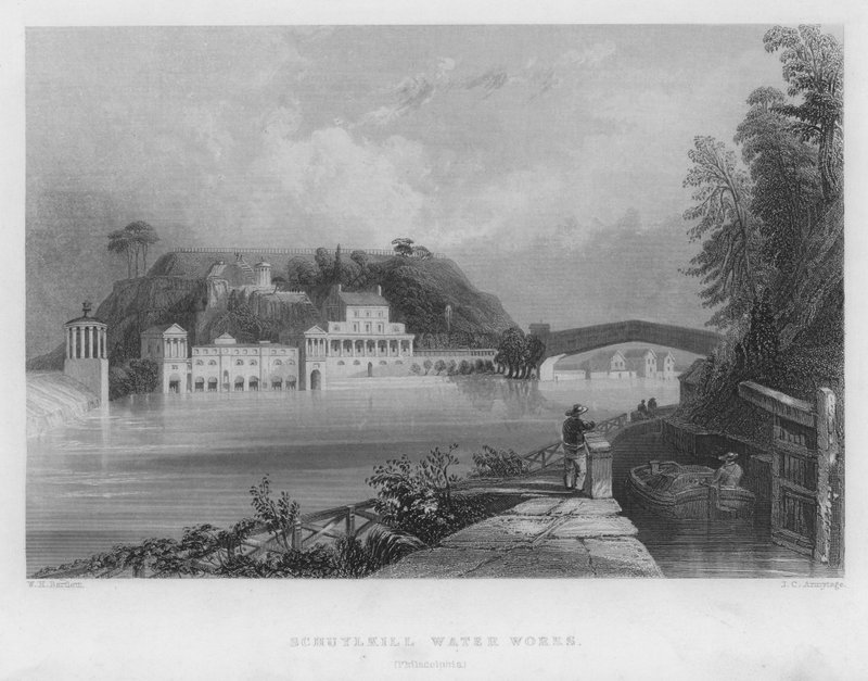 Obras de agua de Schuylkill, Filadelfia de William Henry Bartlett