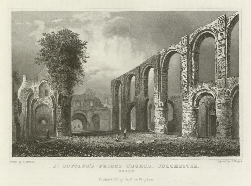 Iglesia del Priorato de San Botolph, Colchester, Essex de William Henry Bartlett