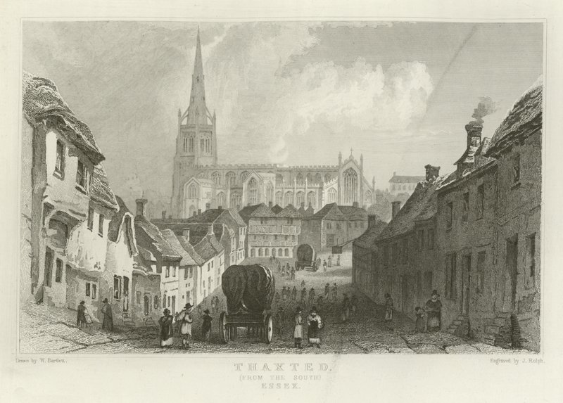 Thaxted, desde el sur, Essex de William Henry Bartlett