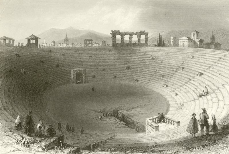 El Anfiteatro, Verona de William Henry Bartlett