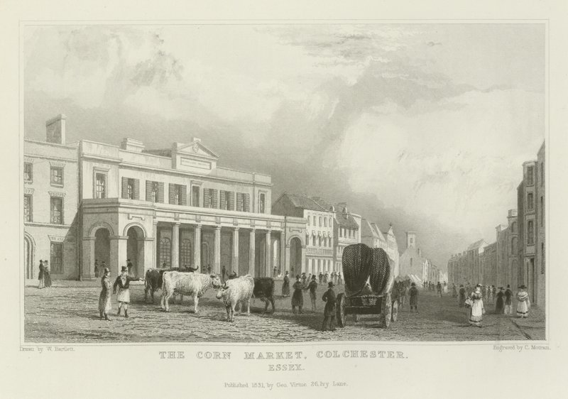 El mercado de maíz, Colchester, Essex de William Henry Bartlett