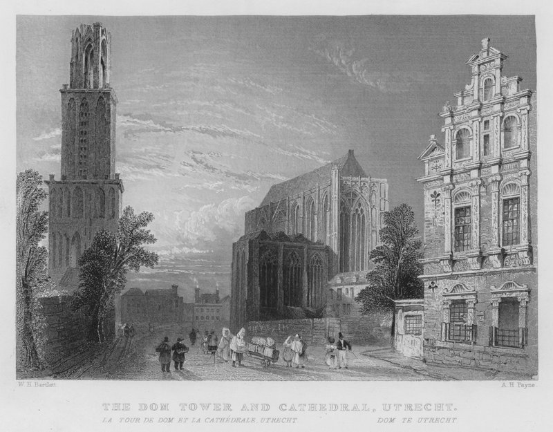 La Torre del Dom y la Catedral, Utrecht de William Henry Bartlett