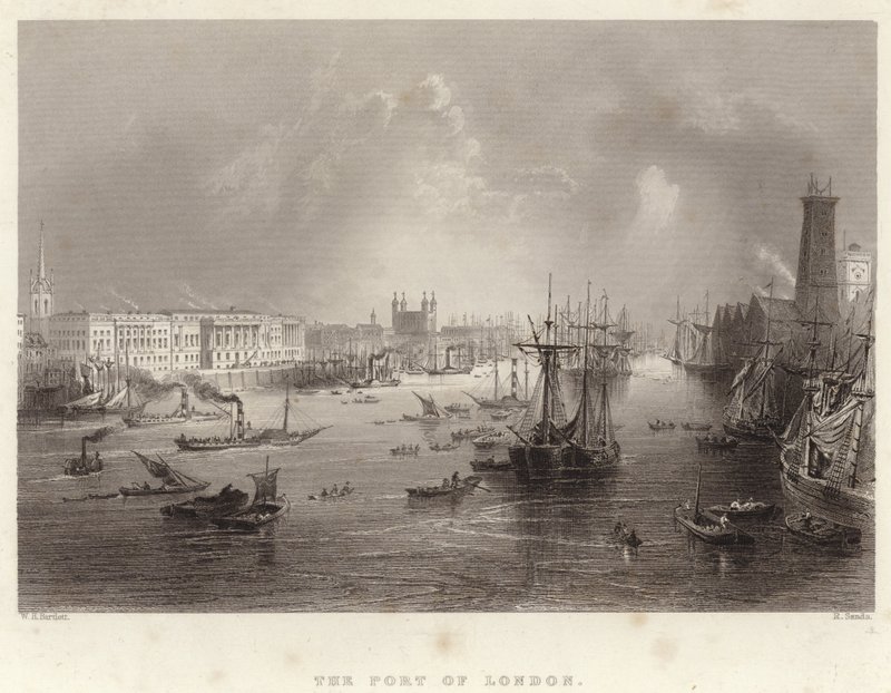 El puerto de Londres de William Henry Bartlett