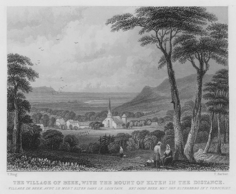El pueblo de Beek, con el Monte de Elten en la distancia de William Henry Bartlett