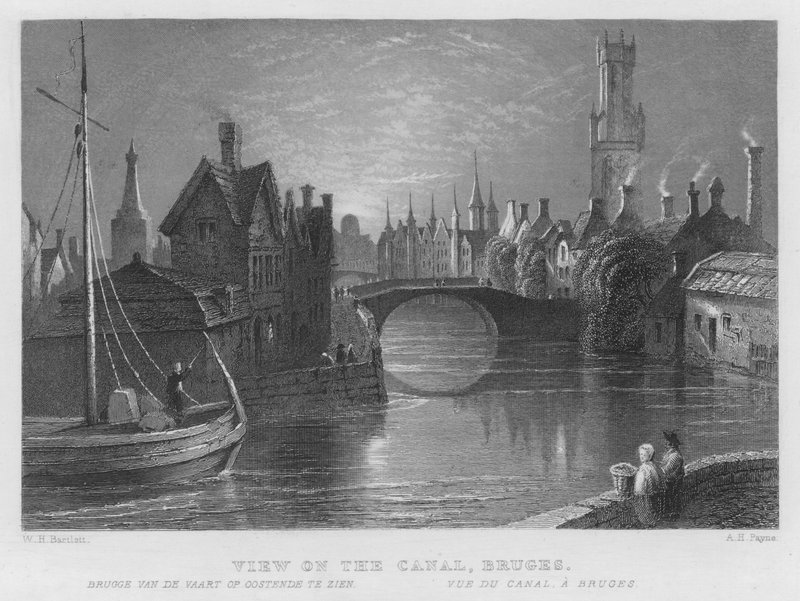 Vista en el Canal, Brujas de William Henry Bartlett
