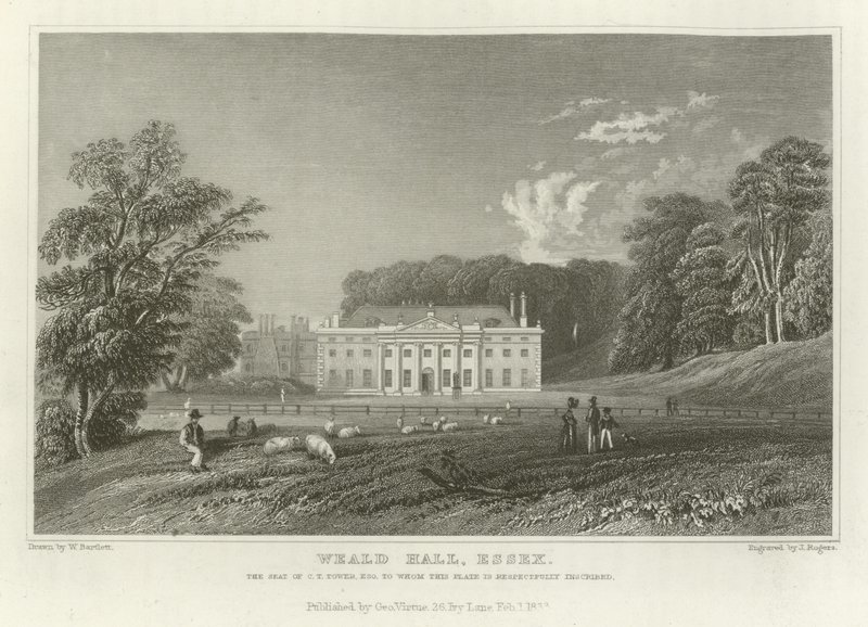 Weald Hall, Essex, la Residencia de C T Tower, Esquire de William Henry Bartlett