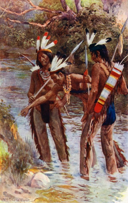 "Uno de ellos se detuvo y señaló las marcas que mis pies habían dejado al saltar por la orilla" de William Henry Charles Groome