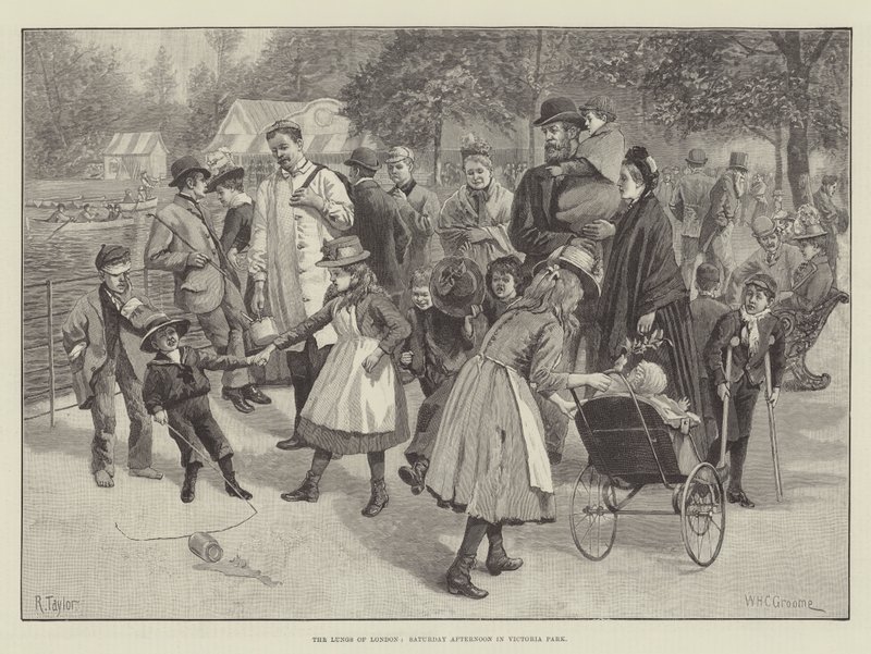 Los Pulmones de Londres, Sábado por la Tarde en el Parque Victoria de William Henry Charles Groome
