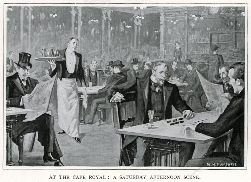 En el Café Royal: Una Escena de Sábado por la Tarde, c.1900 de William Henry Humphris