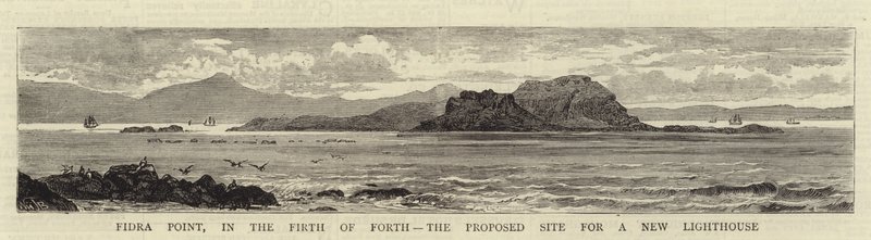Punto Fidra, en el Fiordo de Forth, el sitio propuesto para un nuevo faro de William Henry James Boot