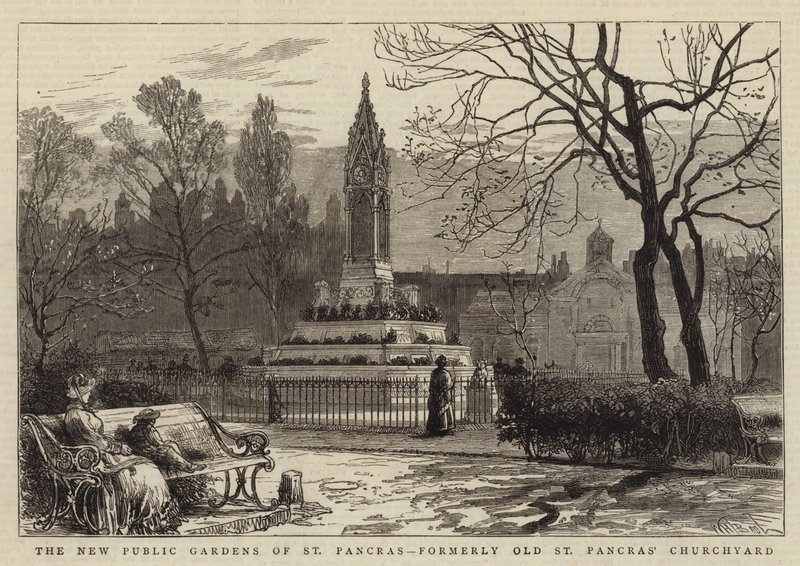 Los nuevos jardines públicos de St Pancras, anteriormente el cementerio de la vieja iglesia de St Pancras de William Henry James Boot