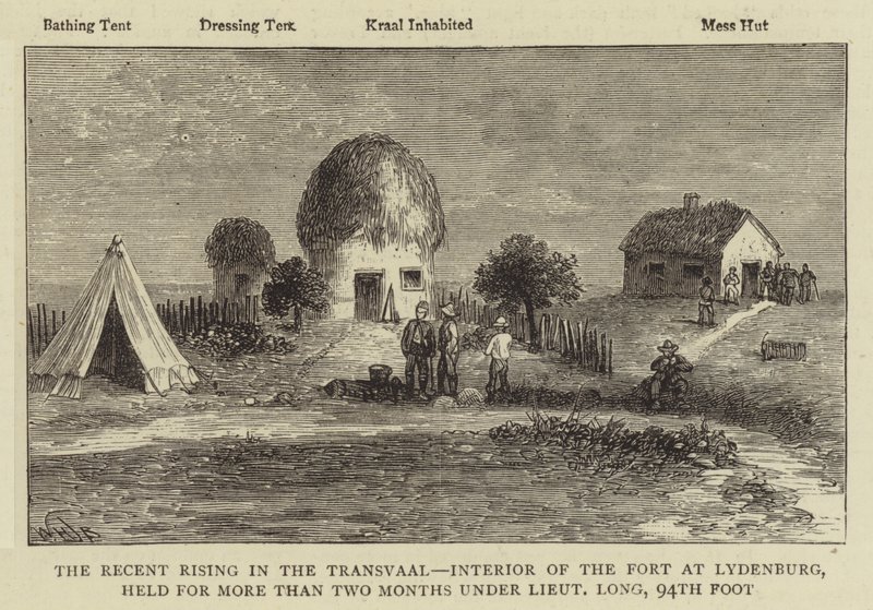 El reciente levantamiento en el Transvaal, interior del fuerte en Lydenburg, mantenido por más de dos meses bajo el teniente Long, 94º de Infantería de William Henry James Boot