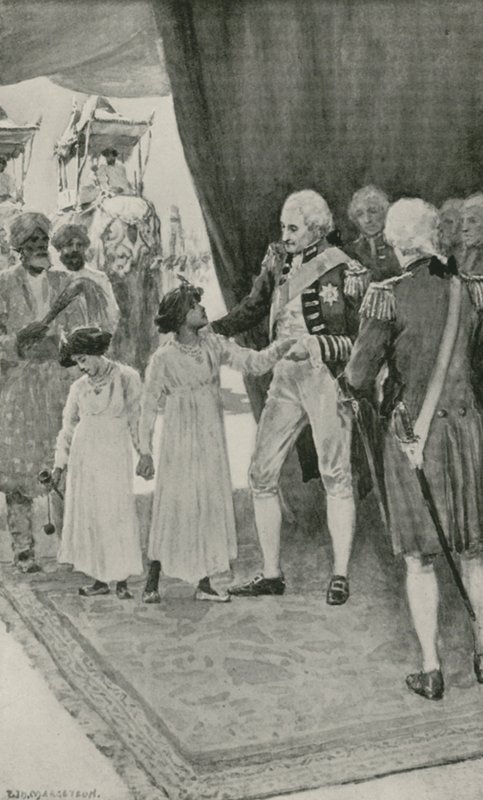 Los hijos del Sultán Tippu son recibidos por Lord Cornwallis como rehenes de William Henry Margetson