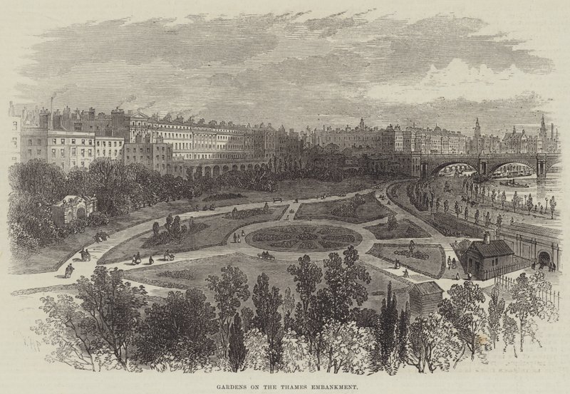 Jardines en el Malecón del Támesis de William Henry Pike