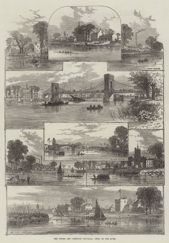 La regata Oxford y Cambridge, vistas en el río de William Henry Pike