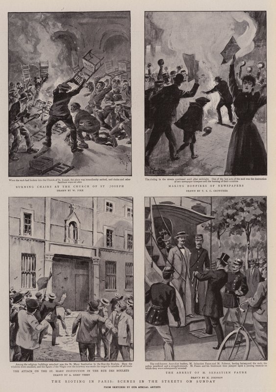 Los disturbios en París, escenas en las calles el domingo de William Henry Pike