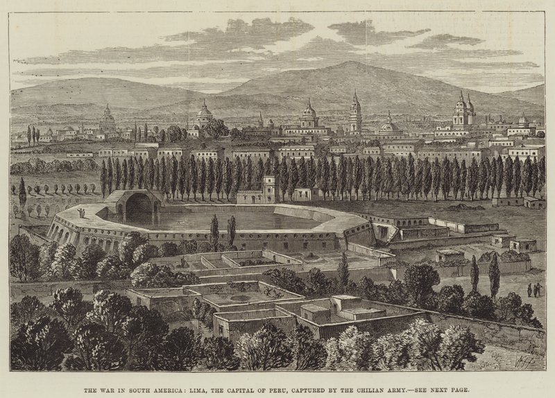 La guerra en Sudamérica, Lima, la capital de Perú, capturada por el ejército chileno de William Henry Pike