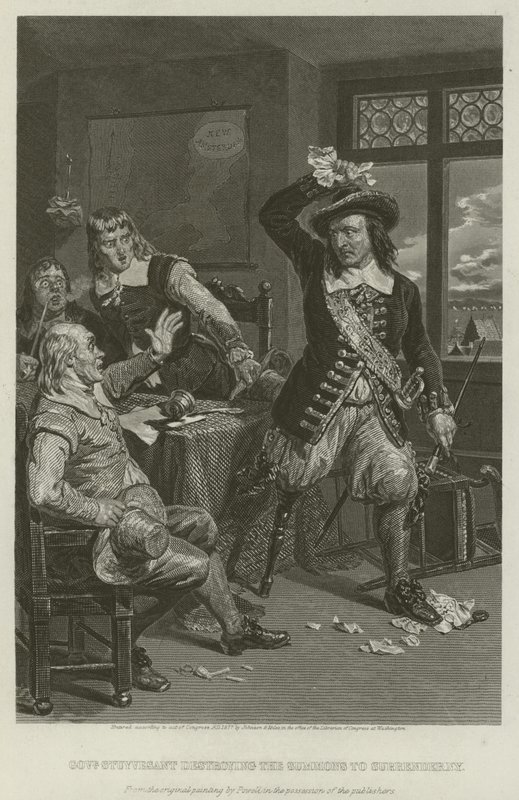 El Gobernador Stuyvesant destruyendo la citación para rendir Nueva York, 1664 de William Henry Powell