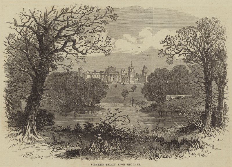 Palacio de Blenheim, desde el Lago de William Henry Prior