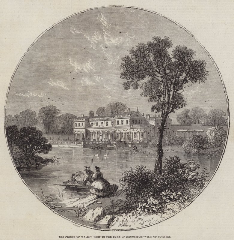 La visita del Príncipe de Gales al Duque de Newcastle, vista de Clumber de William Henry Prior