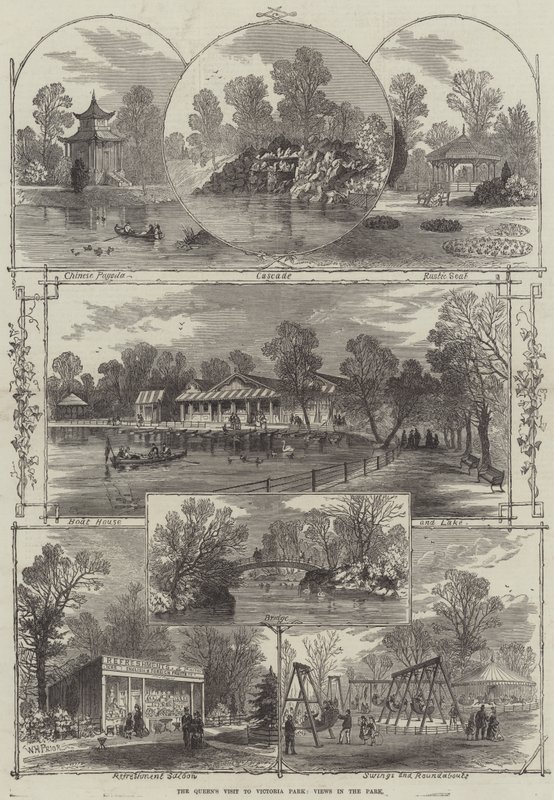 La visita de la reina al parque Victoria, vistas en el parque de William Henry Prior