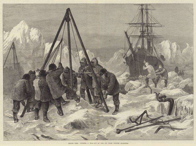 Vida ártica, abriendo un camino en el hielo desde los cuarteles de invierno de William Heysham Overend