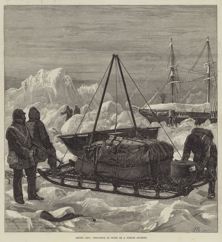 Vida ártica, preparándose para iniciar un viaje en trineo de William Heysham Overend