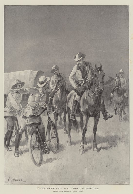 Ciclistas llevando un mensaje a Jameson desde Johannesburgo de William Heysham Overend