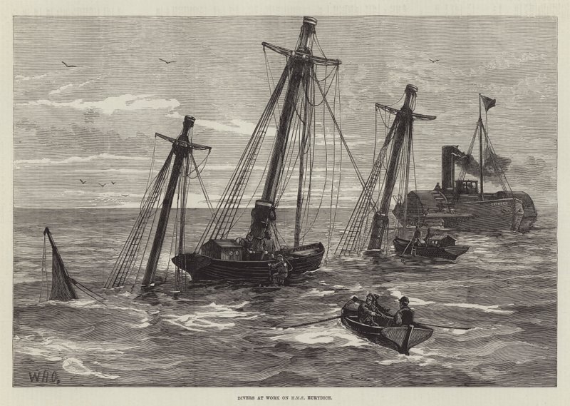 Buzos Trabajando en el HMS Eurydice de William Heysham Overend