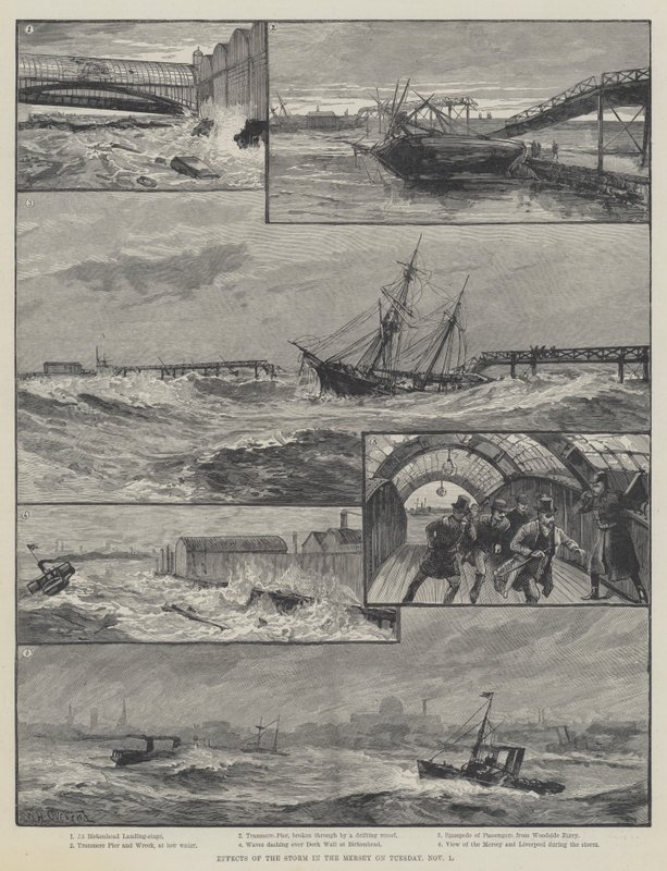 Efectos de la tormenta en el Mersey el martes, 1 de noviembre de William Heysham Overend