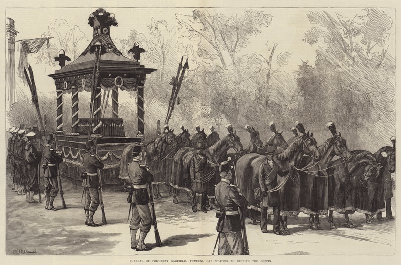 Funeral del Presidente Garfield, coche fúnebre esperando recibir el ataúd de William Heysham Overend