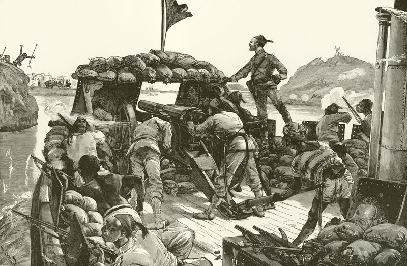 Gordon atacado por los árabes de El Mahdi de William Heysham Overend
