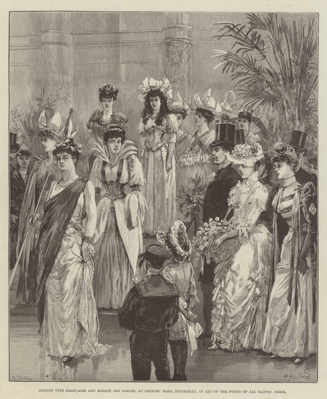 Gran Fiesta Francesa y Máscara de Flores, en el Salón de los Príncipes, Piccadilly, en Ayuda de los Fondos de Todos los Santos, París de William Heysham Overend
