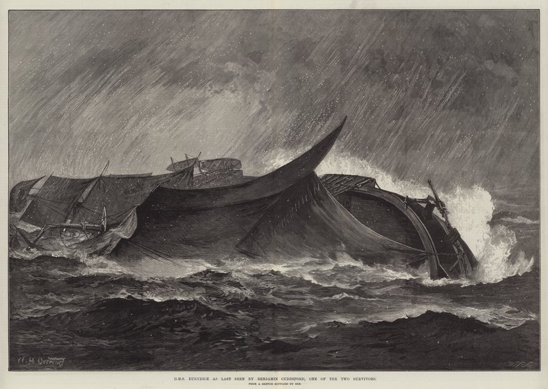 HMS Eurydice visto por última vez por Benjamin Cuddiford, uno de los dos sobrevivientes de William Heysham Overend