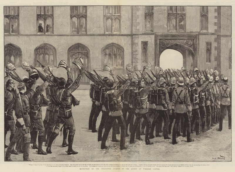 Inspección de los Guardias de Granaderos por la Reina en el Castillo de Windsor de William Heysham Overend