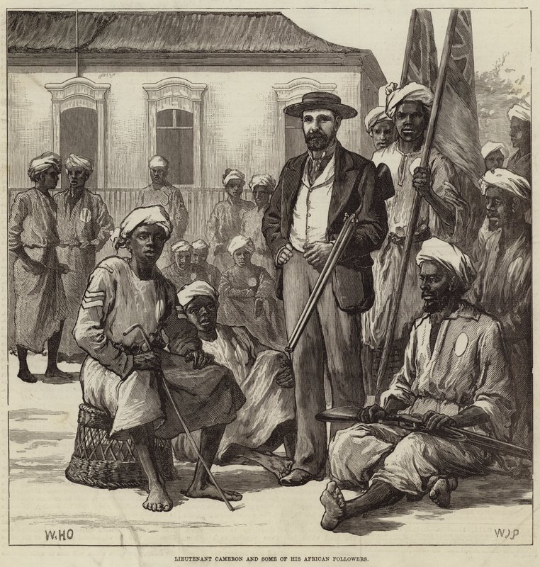 El teniente Cameron y algunos de sus seguidores africanos de William Heysham Overend