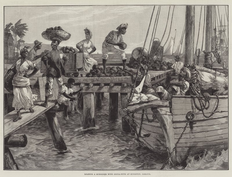 Cargando un goleta con cocos en Kingston, Jamaica de William Heysham Overend