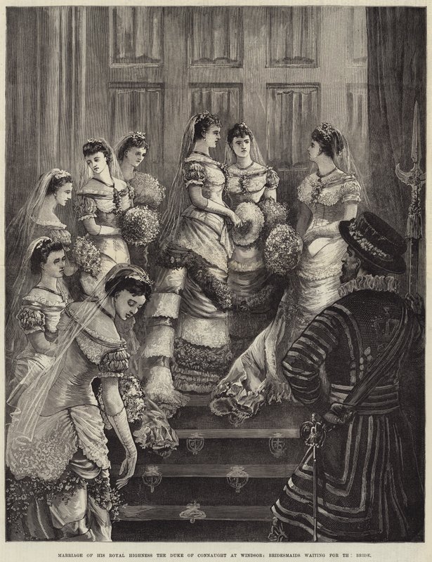 Matrimonio de Su Alteza Real el Duque de Connaught en Windsor, Damas de honor esperando a la novia de William Heysham Overend