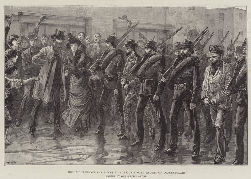 Moonlighters en su camino a la cárcel de Cork con escolta de la policía de William Heysham Overend