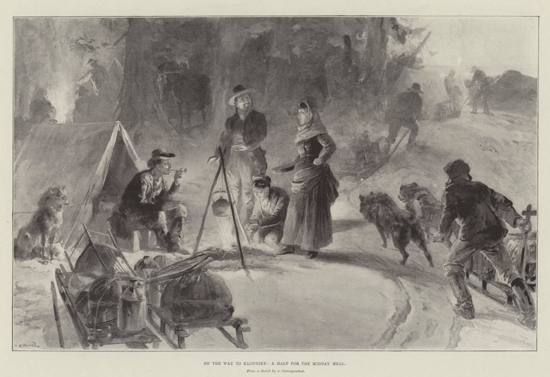 En camino a Klondike, una parada para la comida del mediodía de William Heysham Overend