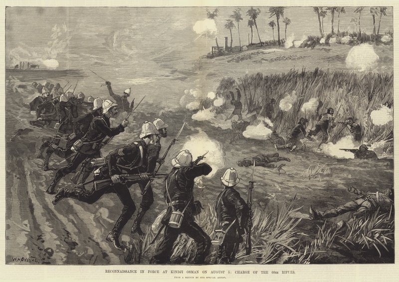 Reconocimiento en fuerza en Kindji Osman el 5 de agosto, carga de los 60 Rifles de William Heysham Overend