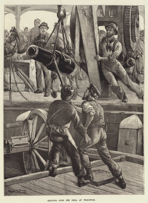 Embarcando Cañones para la India en Woolwich de William Heysham Overend