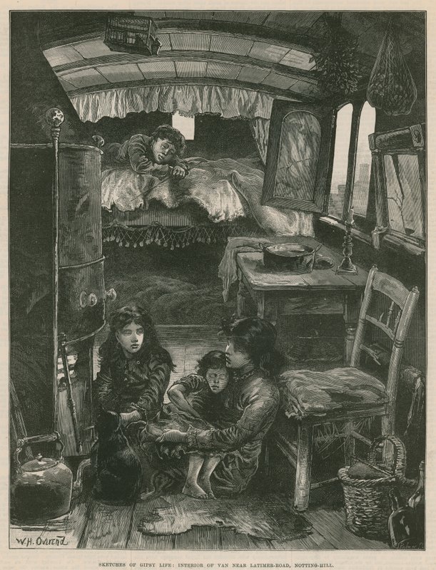 Bocetos de la vida gitana; Interior de una caravana cerca de Latimer Road, Notting Hill de William Heysham Overend