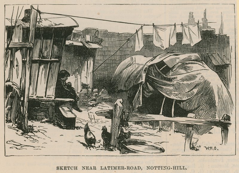 Bocetos de la vida gitana; Boceto cerca de Latimer Road, Notting Hill de William Heysham Overend