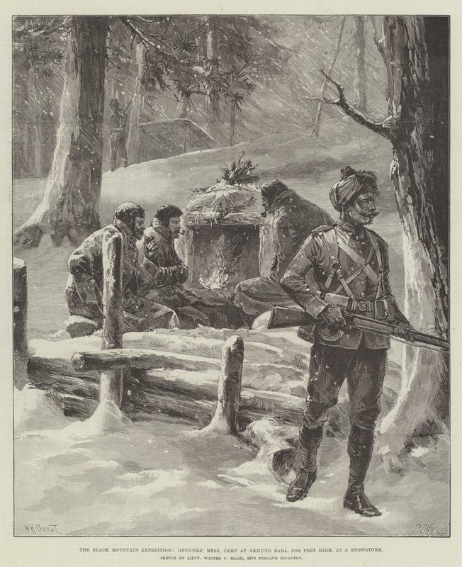 La expedición de la Montaña Negra, comedor de oficiales, campamento en Akhund Baba, 9100 pies de altura, en una tormenta de nieve de William Heysham Overend