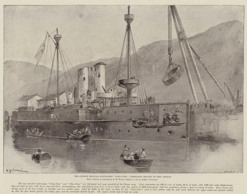 El Acorazado Chino Chen-Yuen en Reparaciones en Port Arthur de William Heysham Overend