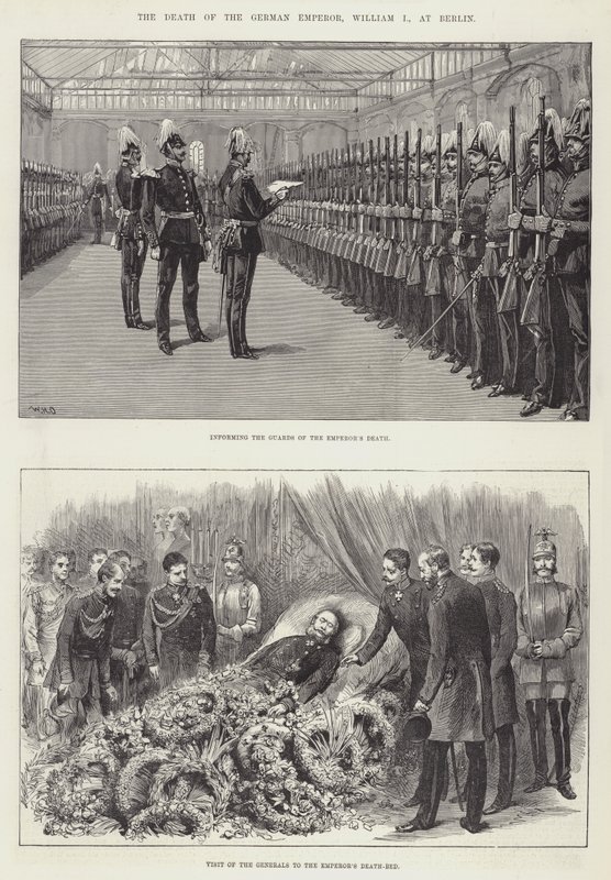 La muerte del emperador alemán, Guillermo I, en Berlín de William Heysham Overend