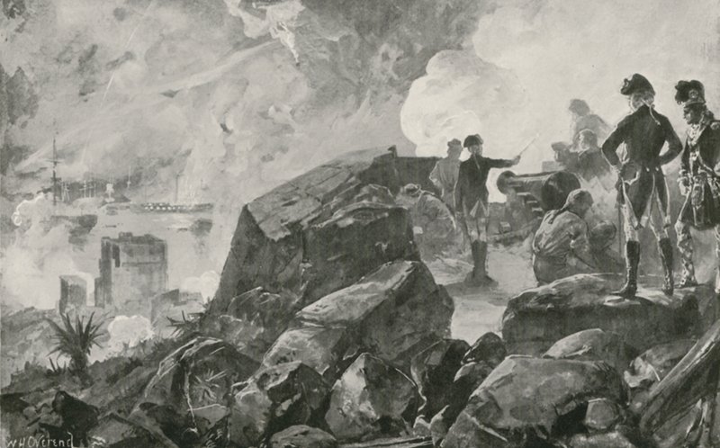 La Destrucción de los Barcos de Asalto Españoles por los Británicos en Gibraltar de William Heysham Overend
