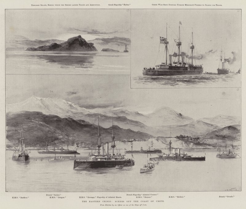 La Crisis Oriental, escenas frente a la costa de Creta de William Heysham Overend